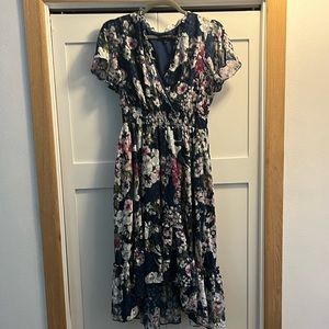 Lane Bryant Blue Floral Midi Hi Low Dress